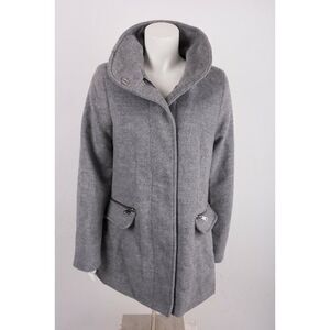 Bershka Womens Coat Jacket Large Gray Woolly Wool With Zips 6574/200 NWOT